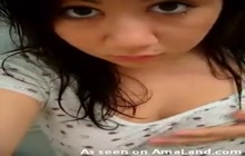 Cute young asian GF self shooting with her phone